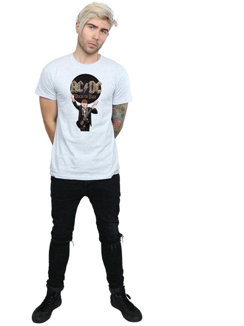 AC/DC - T-shirt ROCK OR BUST Gris chiné - Kiabi