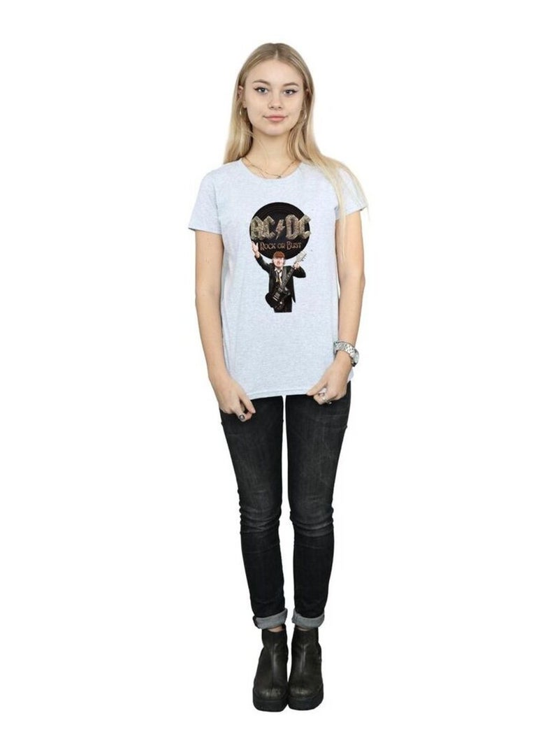 AC/DC - T-shirt ROCK OR BUST Gris chiné - Kiabi