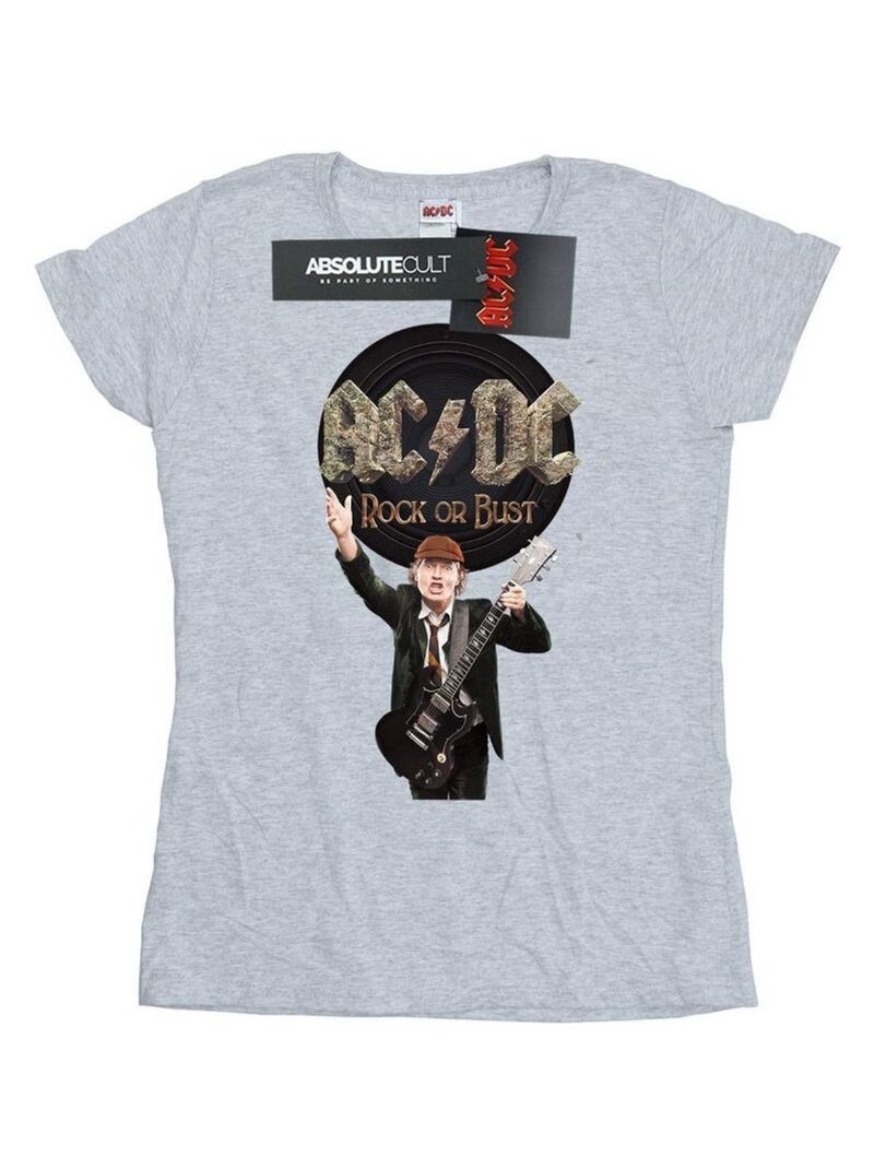 AC/DC - T-shirt ROCK OR BUST Gris chiné - Kiabi