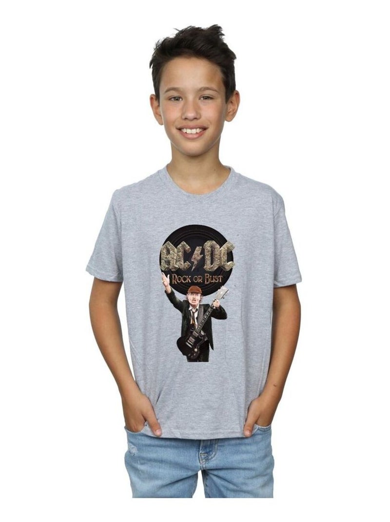 AC/DC - T-shirt ROCK OR BUST Gris chiné - Kiabi
