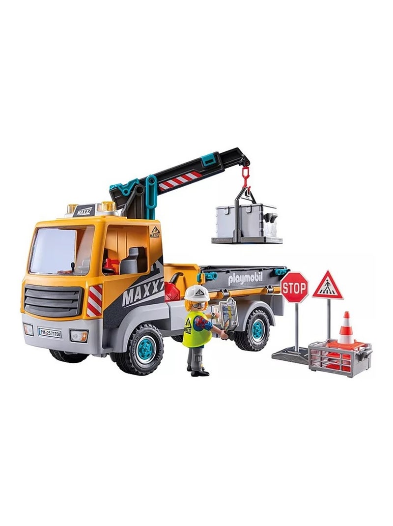 Action Heroes Camion de chantier avec grue et ouvrier et accessoires N/A - Kiabi