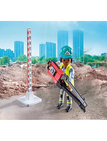 Action Heroes Ouvriers avec rouleau compresseur et signalisation