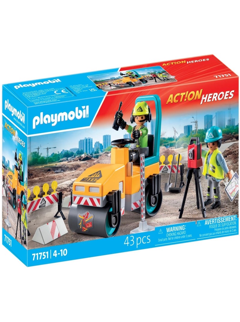 Action Heroes Ouvriers avec rouleau compresseur et signalisation N/A - Kiabi