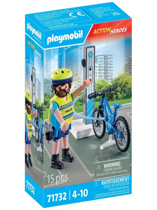 Action Heroes Policier cycliste et borne de recharge électrique - Kiabi