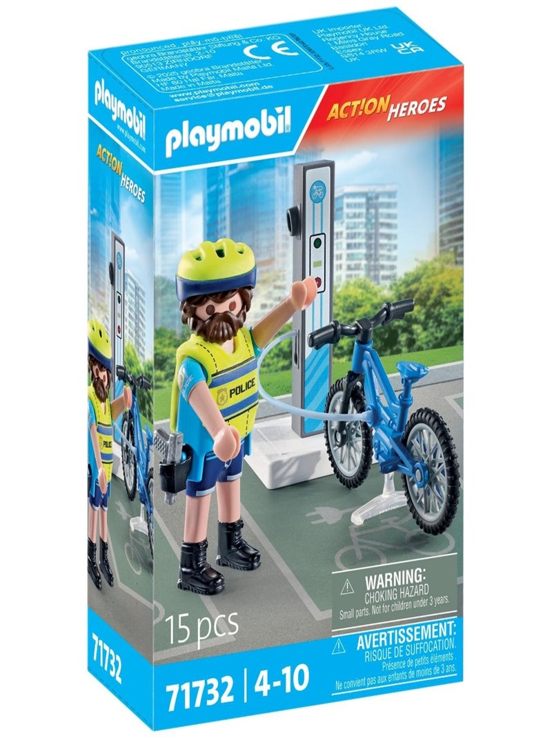 Action Heroes Policier cycliste et borne de recharge électrique N/A - Kiabi
