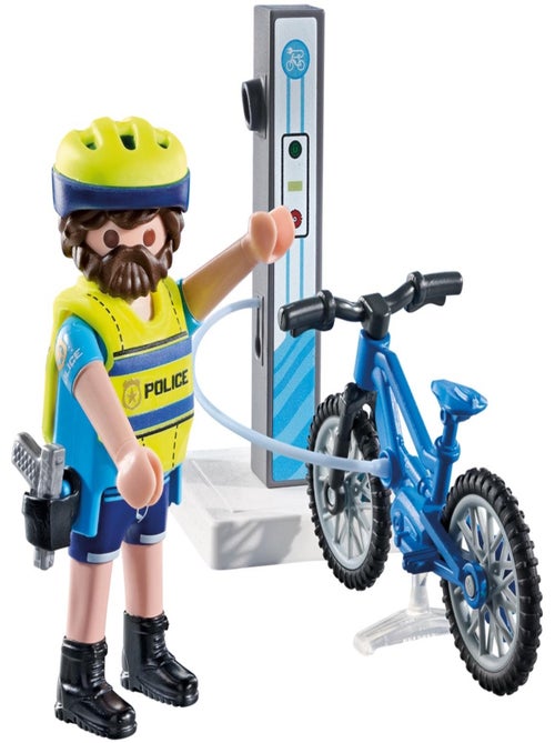 Action Heroes Policier cycliste et borne de recharge électrique - Kiabi