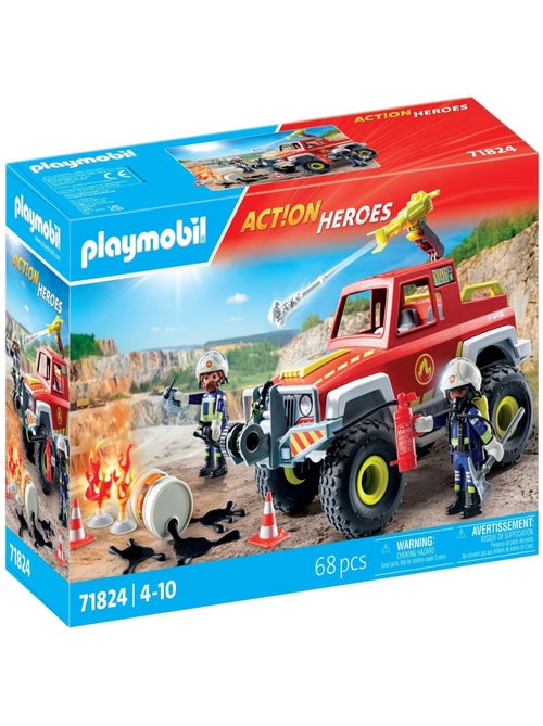 Action Heroes Véhicule de pompiers avec bidon d'essence enflammé - Kiabi