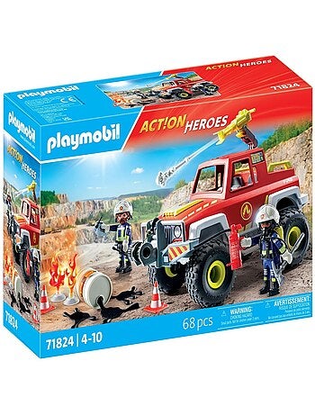 Action Heroes V?hicule de pompiers avec bidon d'essence enflamm?