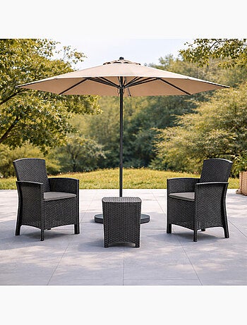 ADANA Ensemble de jardin 2 fauteuils gris anthracite avec table basse