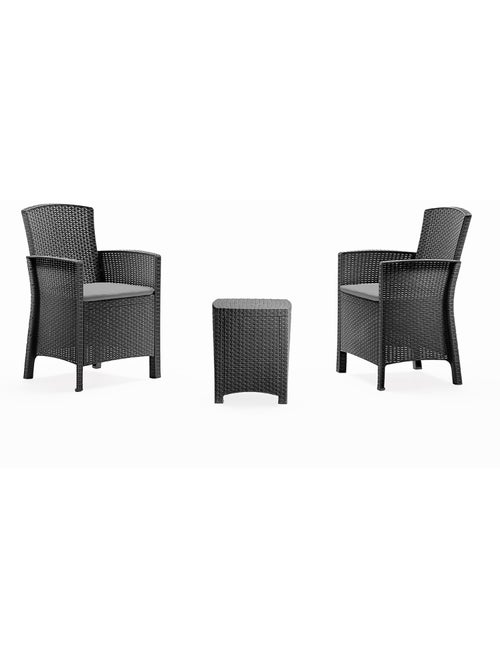 ADANA Ensemble de jardin 2 fauteuils gris anthracite avec table basse - Kiabi