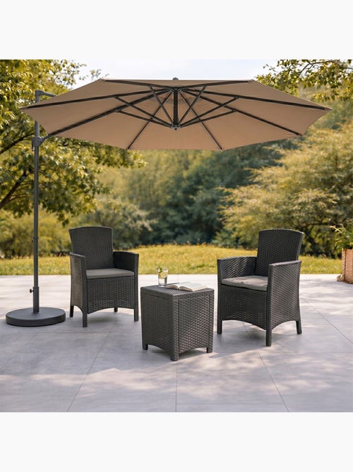 ADANA Ensemble de jardin 2 fauteuils gris anthracite avec table basse - Kiabi