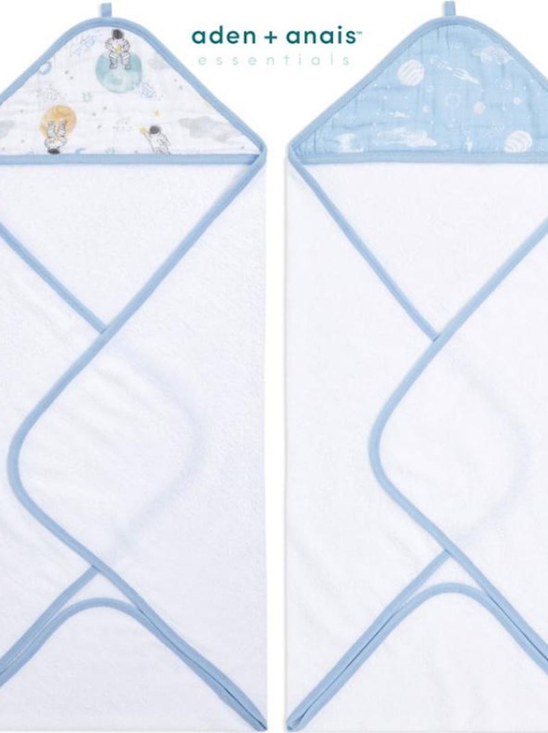 aden + anais - Lot de 2 capes de bain en coton Space Explorers Bleu - Kiabi