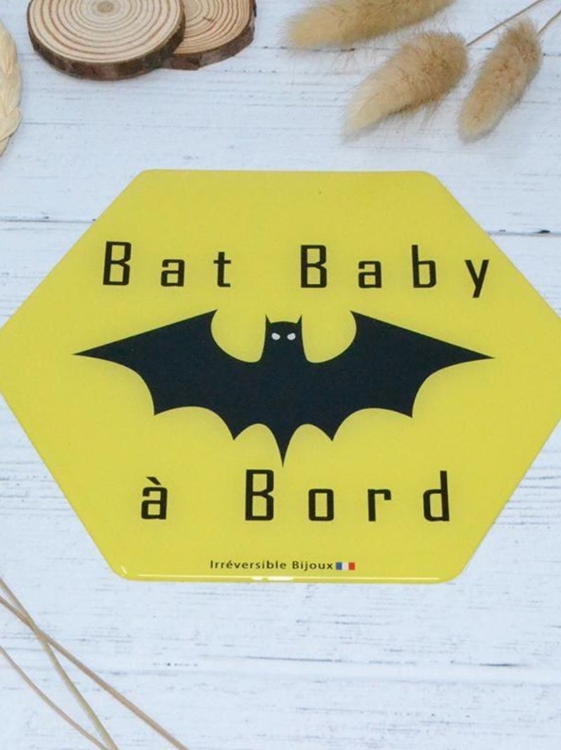 Adhésif / Autocollant bébé à bord - Bat baby Jaune - Kiabi