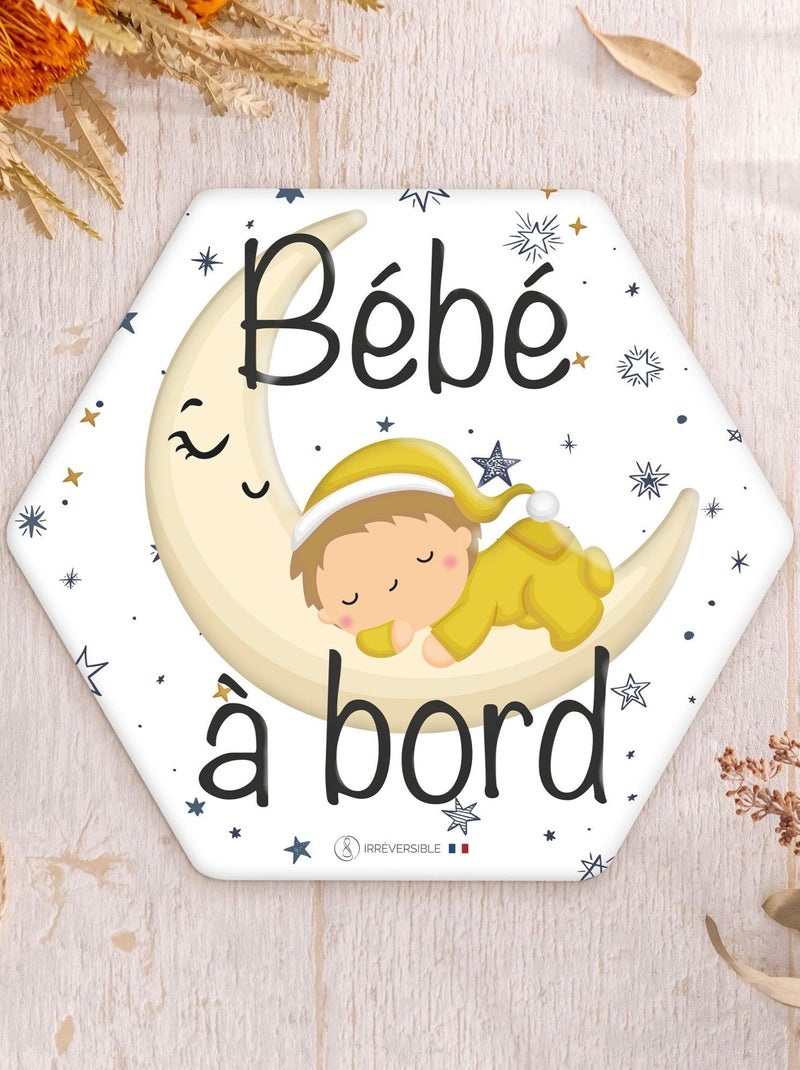 Adhésif / Autocollant bébé à bord - Clair de lune Jaune - Kiabi