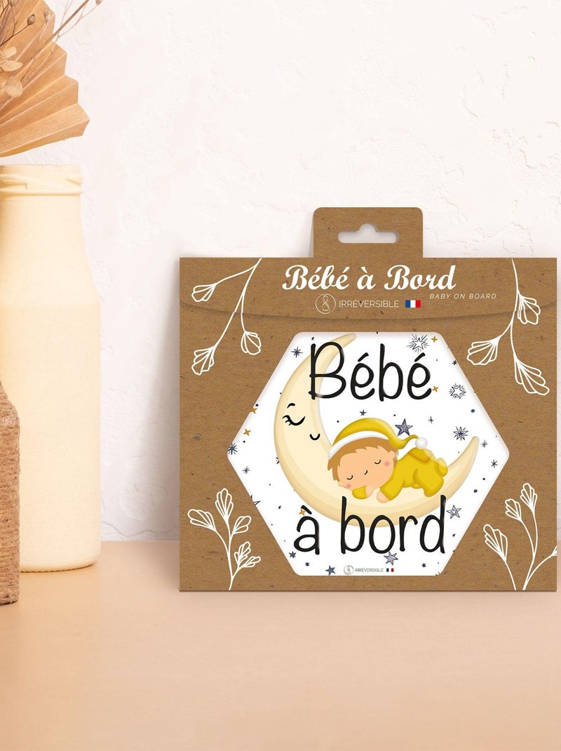 Adhésif / Autocollant bébé à bord - Clair de lune Jaune - Kiabi