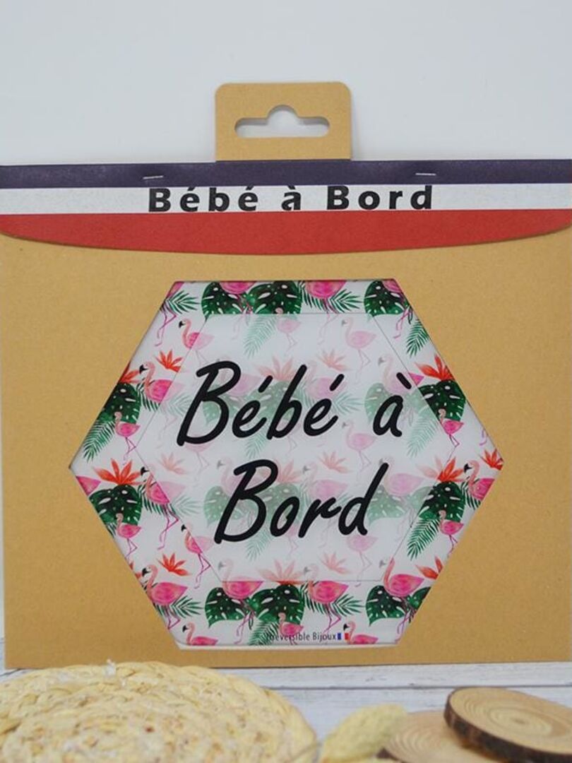 Adhésif / Autocollant Bébé à Bord - Flamants Roses - Rose - - 14.39