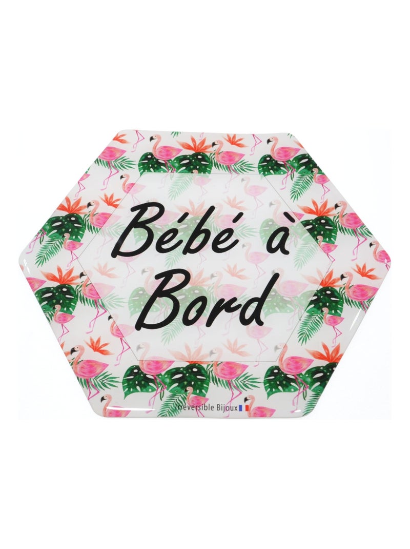 Adhésif / Autocollant bébé à bord - Flamants roses Rose - Kiabi