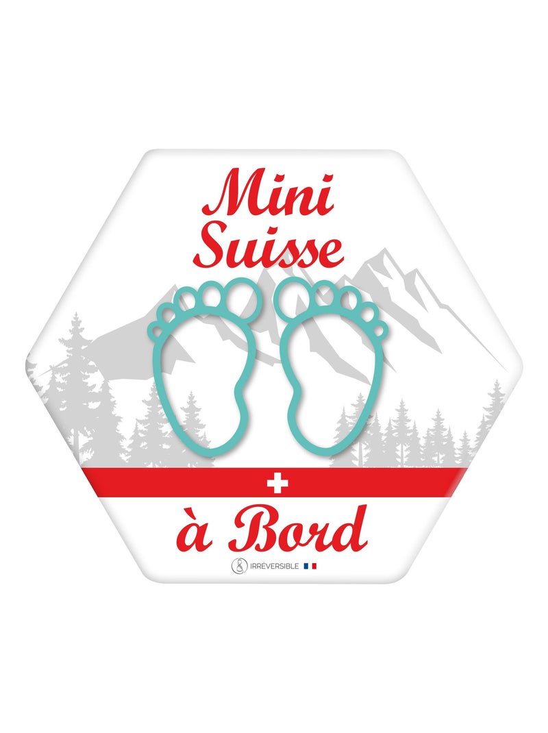 Adhésif / Autocollant bébé à bord - Mini Suisses montagnes - Bleu - Kiabi