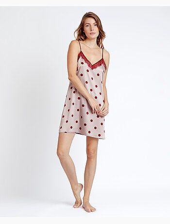 ADMAS CLASSIC Chemise de nuit élégante à bretelles et pois pour femme