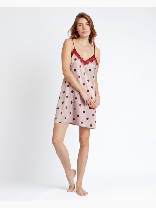 ADMAS CLASSIC Chemise de nuit élégante à bretelles et pois pour femme - Kiabi