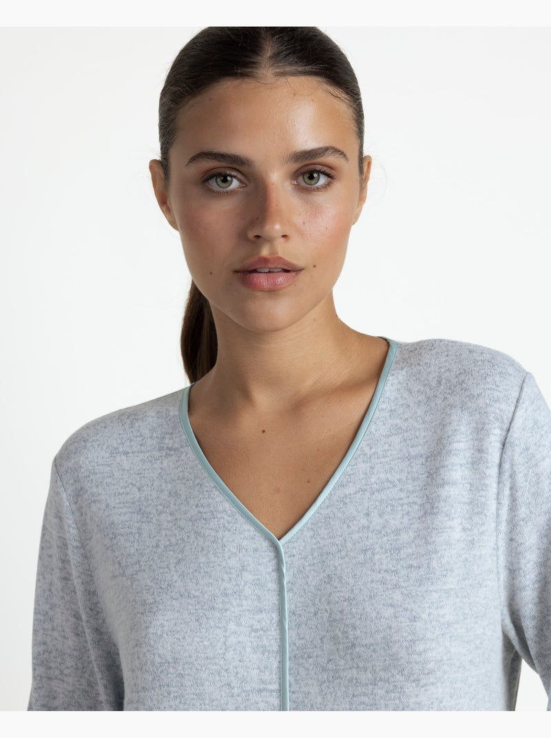 ADMAS CLASSIC Chemise de nuit élégante à manches longues pour femme Bleu aqua - Kiabi