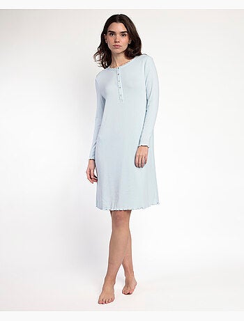 ADMAS CLASSIC Chemise de nuit romantique à manches longues et patte de boutonnage pour femme