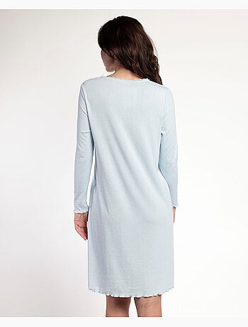 ADMAS CLASSIC Chemise de nuit romantique à manches longues et patte de boutonnage pour femme