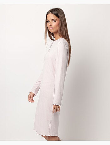 ADMAS CLASSIC Chemise de nuit romantique à manches longues et patte de boutonnage pour femme