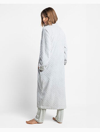 Admas classic peignoir chaud à manches longues et petits pois gris pour femmes