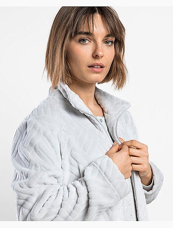 Admas classic peignoir chaud à manches longues et petits pois gris pour femmes