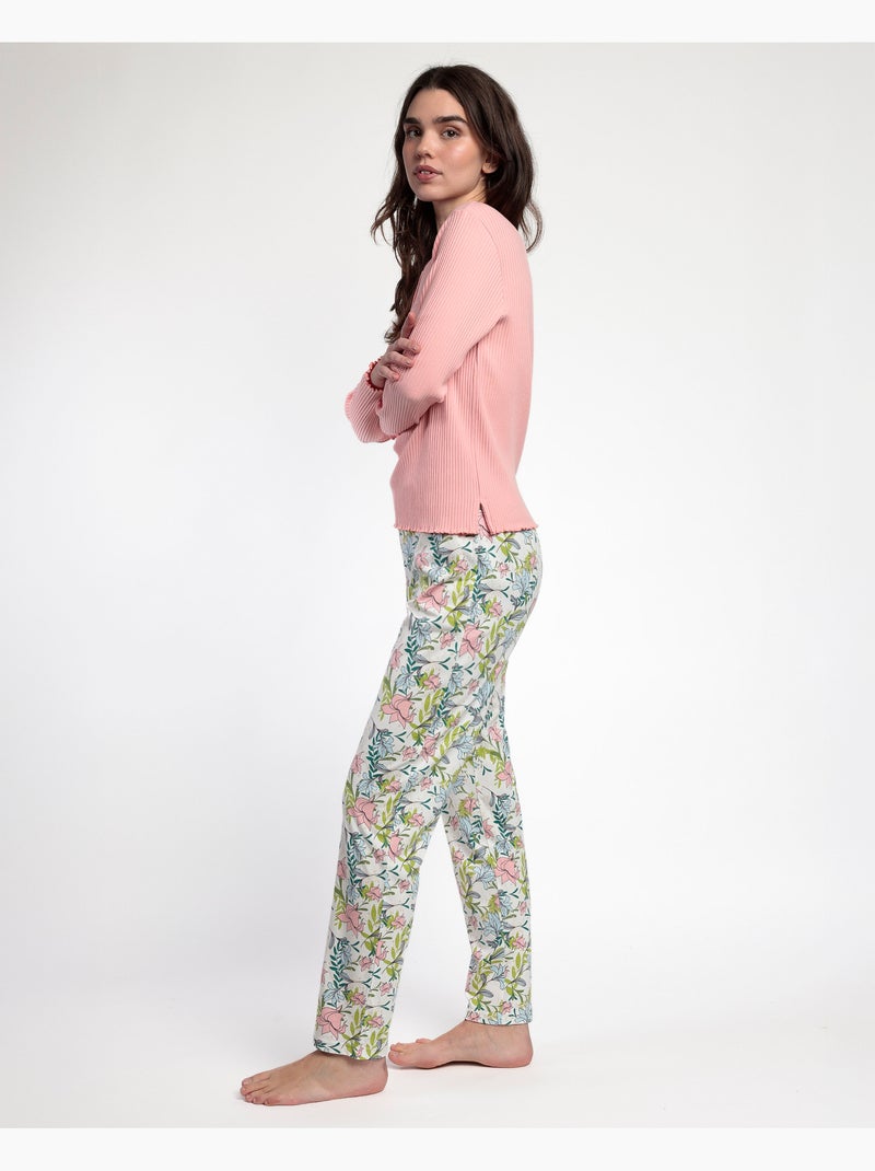 ADMAS GARDEN Pijama Manga Grande Tapeta Jardin d'Automne pour Femme Rose - Kiabi