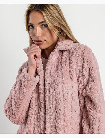 ADMAS GARDEN Robe de chambre chaude à manches longues à motifs de feuilles de jardin pour femmes