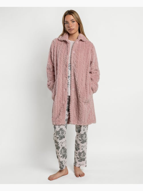 ADMAS GARDEN Robe de chambre chaude à manches longues à motifs de feuilles de jardin pour femmes - Kiabi ADMAS GARDEN Robe de chambre chaude à manches longues à motifs de feuilles de jardin pour femmes - Kiabi