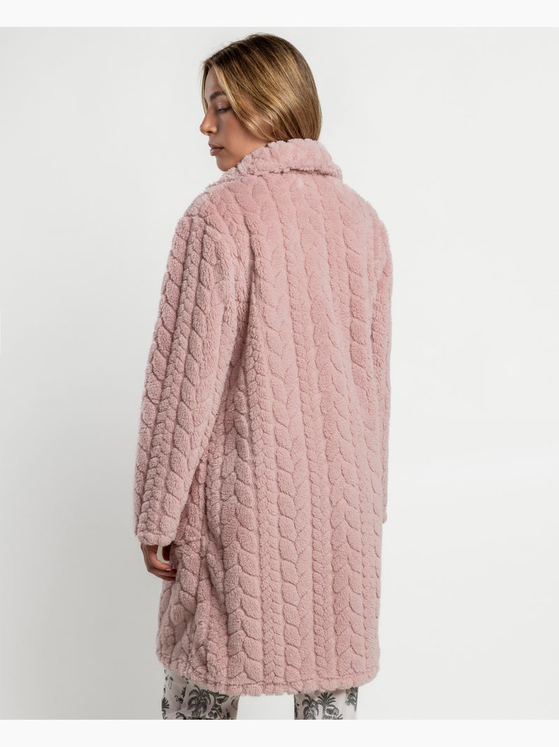 ADMAS GARDEN Robe de chambre chaude à manches longues à motifs de feuilles de jardin pour femmes Rose - Kiabi