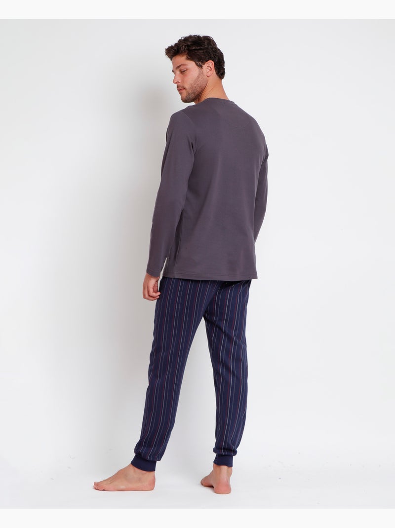 ADMAS Gentlemen's Club A Pyjama à manches longues pour hommes Gris foncé - Kiabi