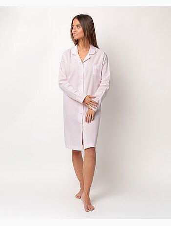 ADMAS HOME Camisole à manches longues en popeline ouverte à rayures pour femme