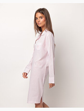 ADMAS HOME Camisole à manches longues en popeline ouverte à rayures pour femme