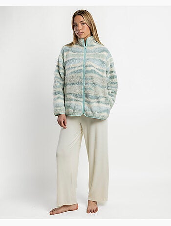 ADMAS HOME Peignoir chaud à manches longues pour femme, bleu montagne