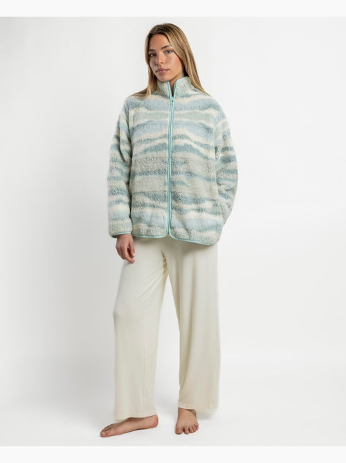 ADMAS HOME Peignoir chaud à manches longues pour femme, bleu montagne - Kiabi ADMAS HOME Peignoir chaud à manches longues pour femme, bleu montagne - Kiabi