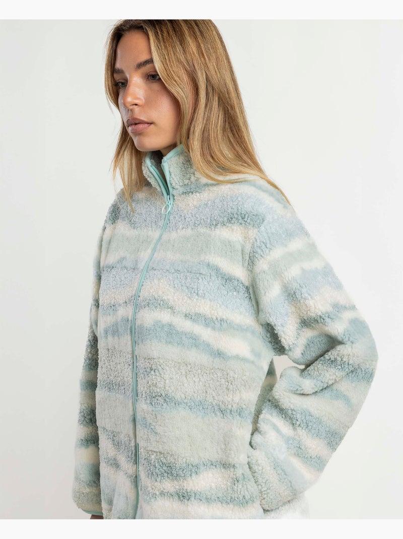 ADMAS HOME Peignoir chaud à manches longues pour femme, bleu montagne Bleu aqua - Kiabi
