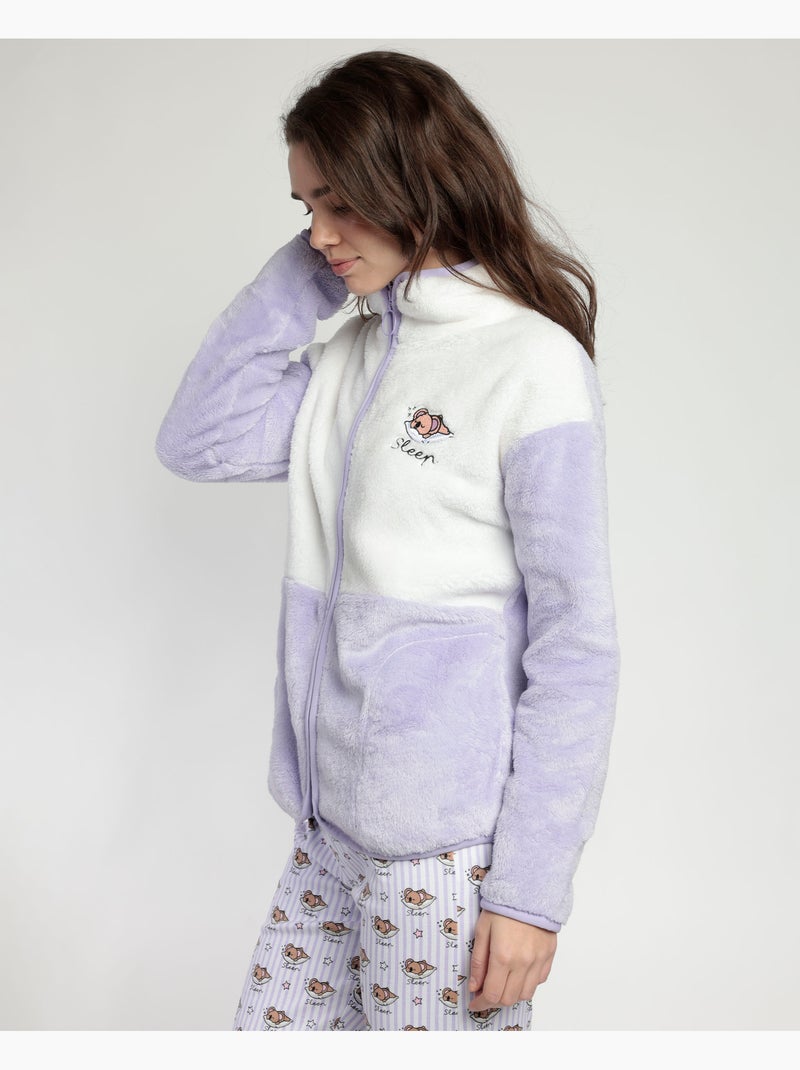 ADMAS Robe de chambre chaude manches longues femme Tout ce quil faut pour dormir Mauve - Kiabi