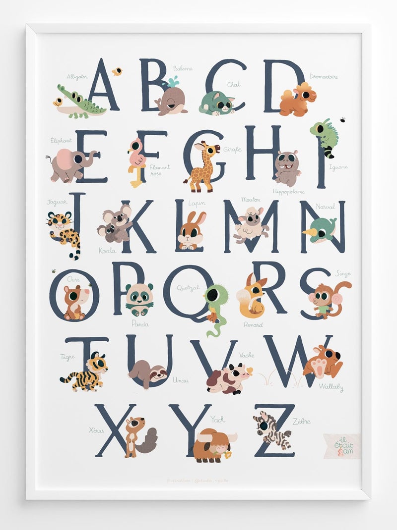 Affiche Abécédaire Des Animaux Blanc - Kiabi