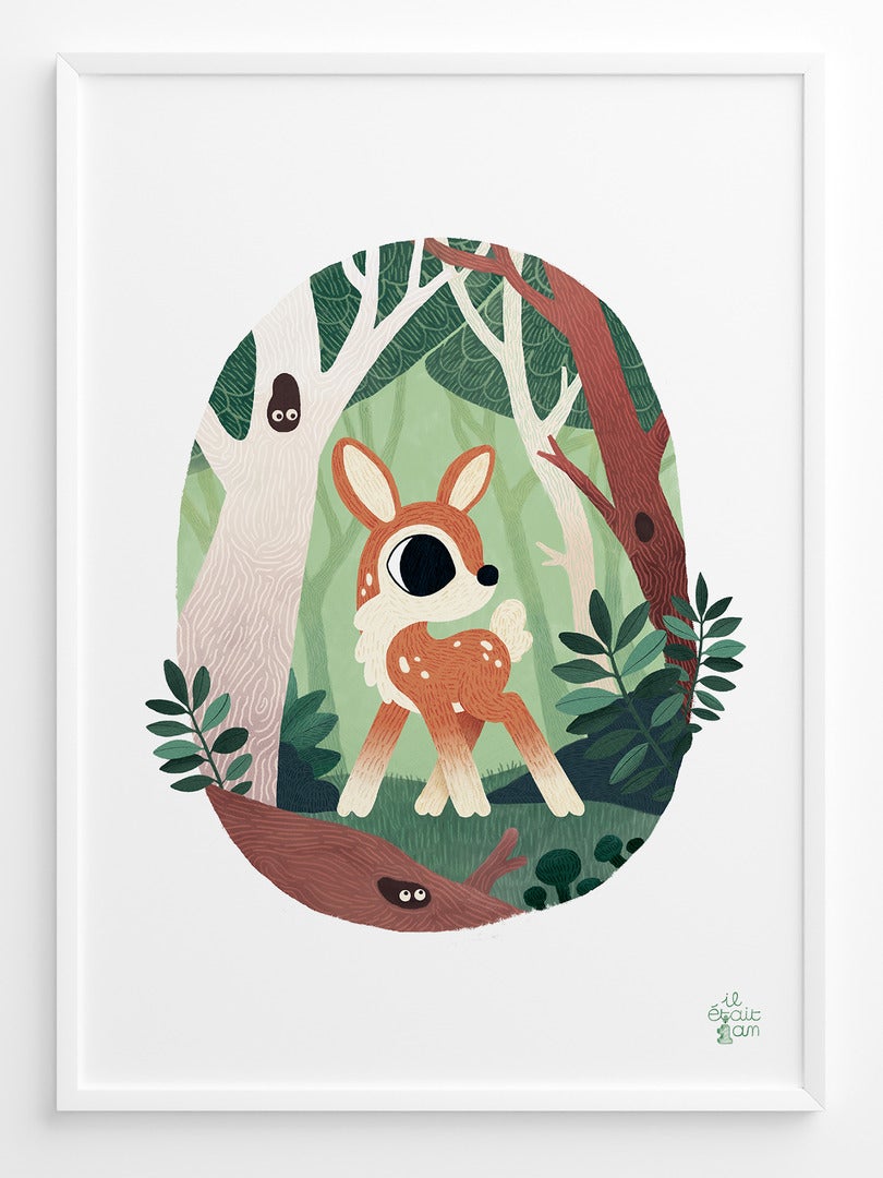 Affiche Biche En Forêt Blanc - Kiabi
