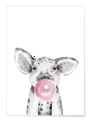 Affiche Bulle de bébé Cochon Rose