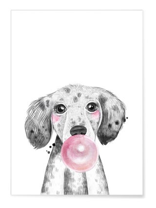 Affiche Bulle de Chiot Rose
