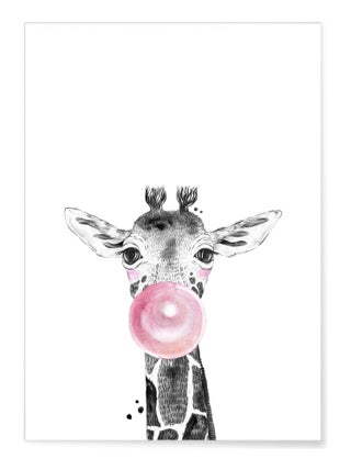 Affiche Bulle de Girafe Rose