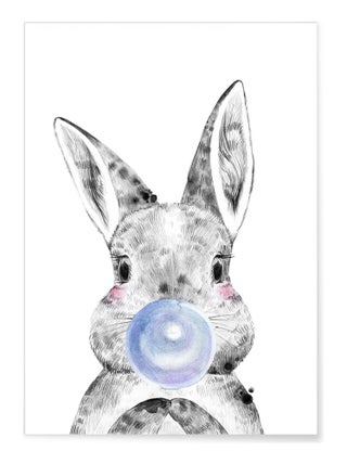 Affiche Bulle de Lapin Bleue