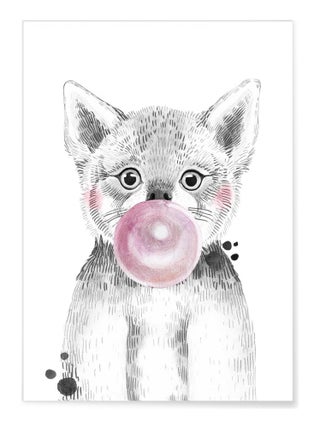 Affiche 'Bulle de Loup Rose'