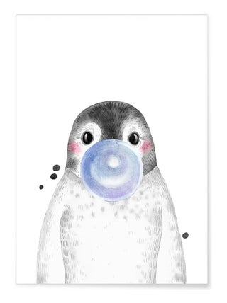Affiche Bulle de Pingouin Bleue