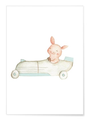 Affiche Enfant Cochon Voiture